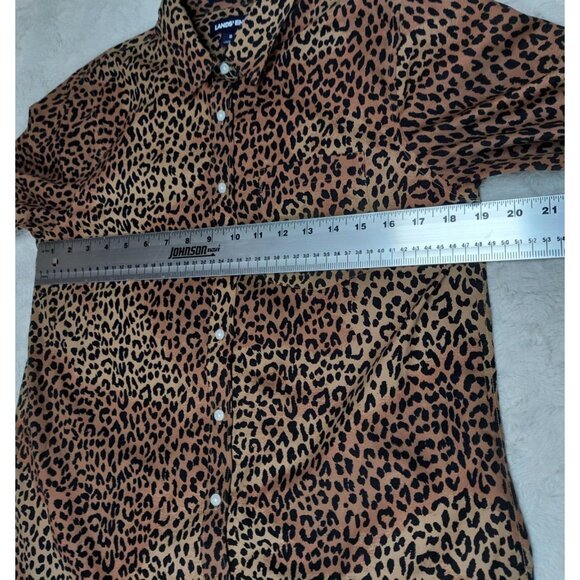 Lands' End Women's Sz 8 Supima Cotton Animal Print Button-Up No-Iron Tunic Shirt - Picture 5 of 7